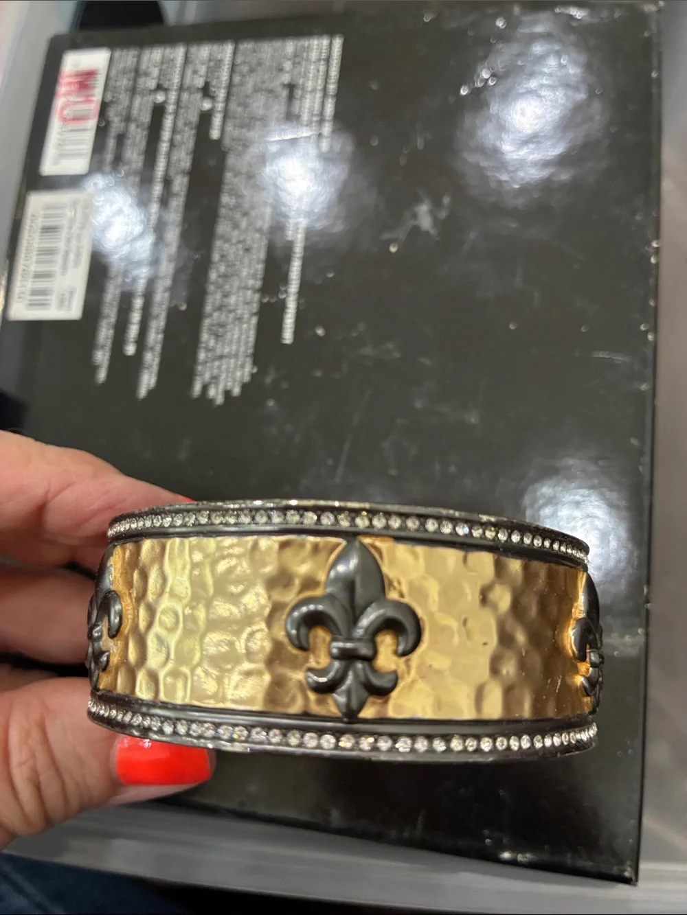 Gold Hammered Fleur-de-Lis Decorative Cuff Accent
